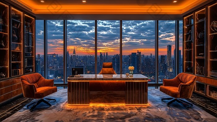 豪华办公室城市夜景图片-包图网企业站