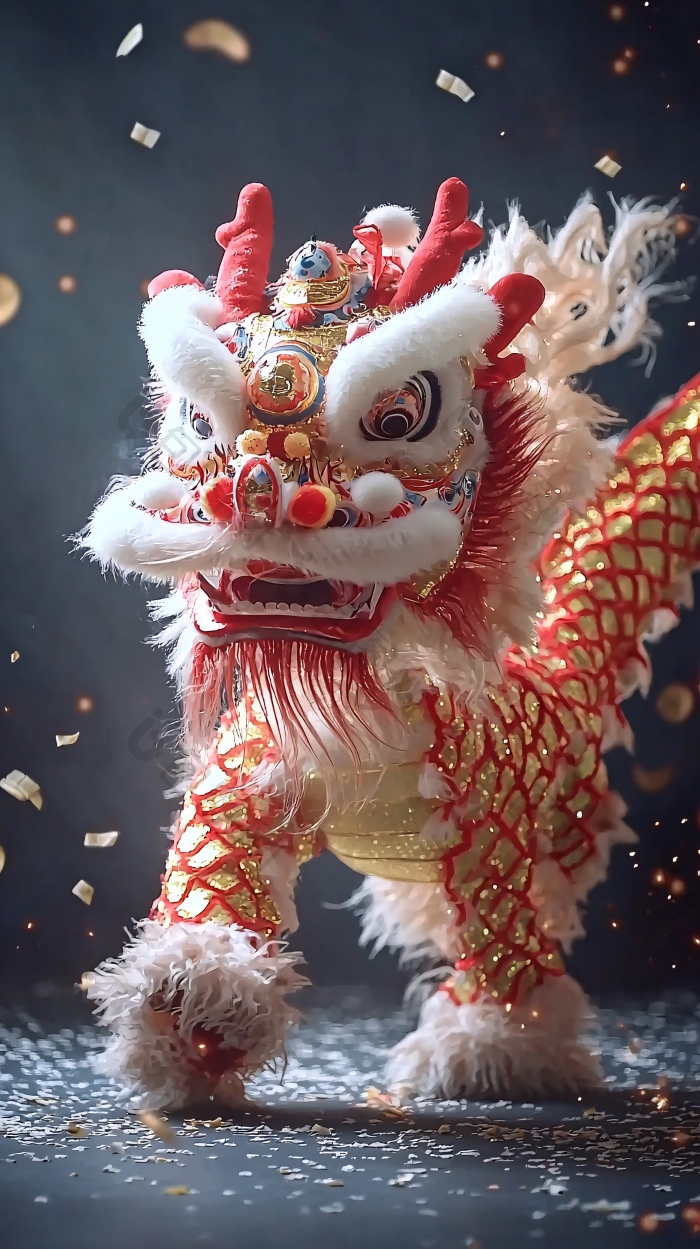 红金色舞狮表演年俗图片-包图网企业站