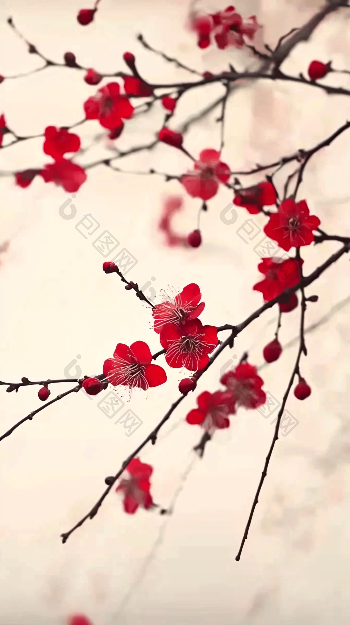 红梅枝条梅花图片图片-包图网企业站