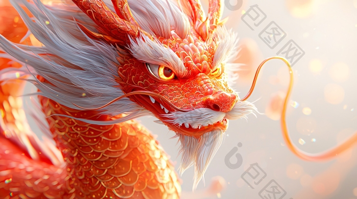 红色祥龙特写烟雾图片-包图网企业站