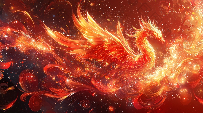 火凤凰神鸟火光图片-包图网企业站