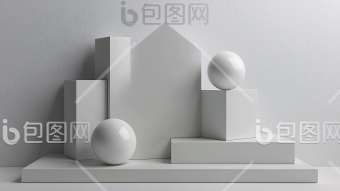 白色几何体背景空间图片-包图网企业站