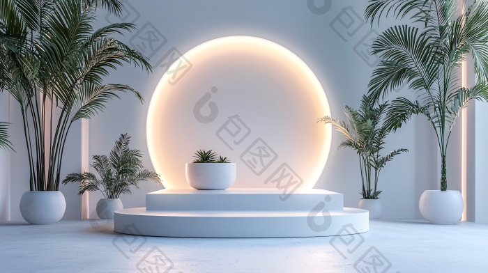极简风白色背景展示台素材图片-包图网企业站