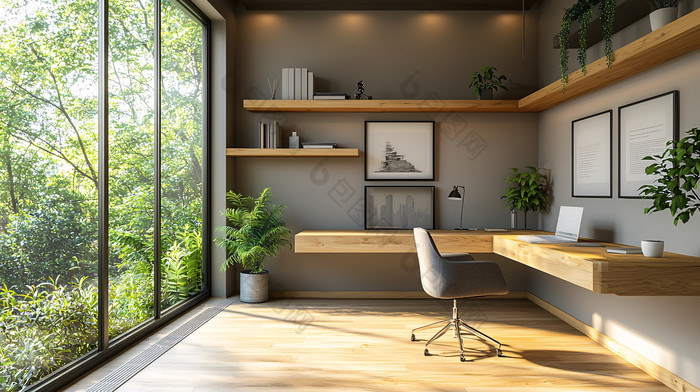 极简风格现代化家庭书房图片-包图网企业站