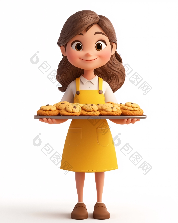 可爱卡通女孩端着饼干图片-包图网企业站