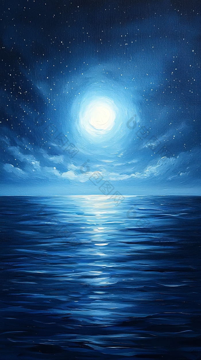 蓝色的夜晚海面神秘图片-包图网企业站