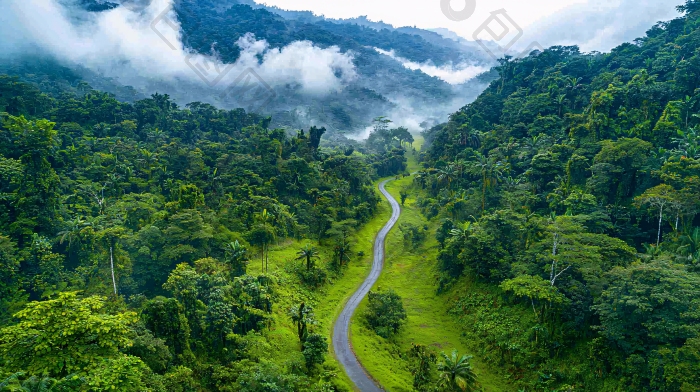 绿色山谷中的蜿蜒道路素材图片-包图网企业站