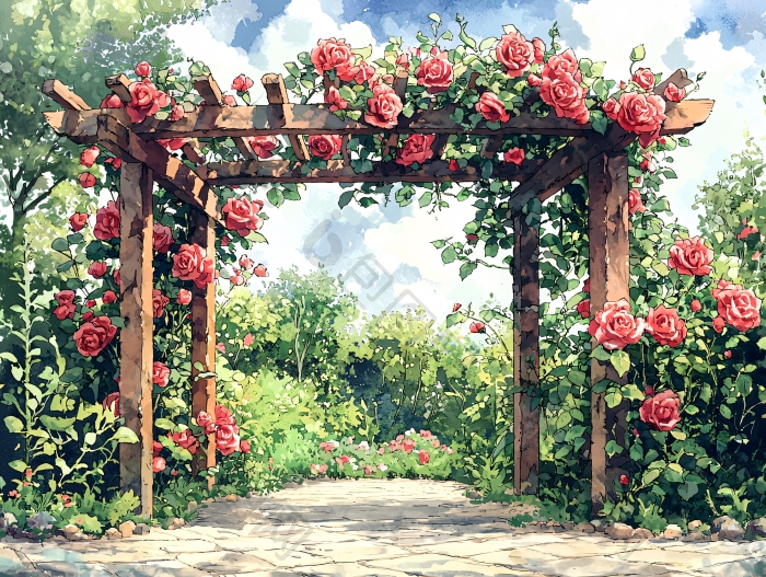 玫瑰花拱门婚礼素材图片-包图网企业站
