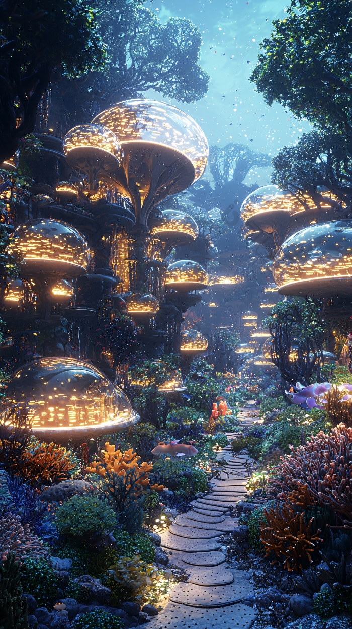 梦幻森林蘑菇屋科幻场景图片-包图网企业站