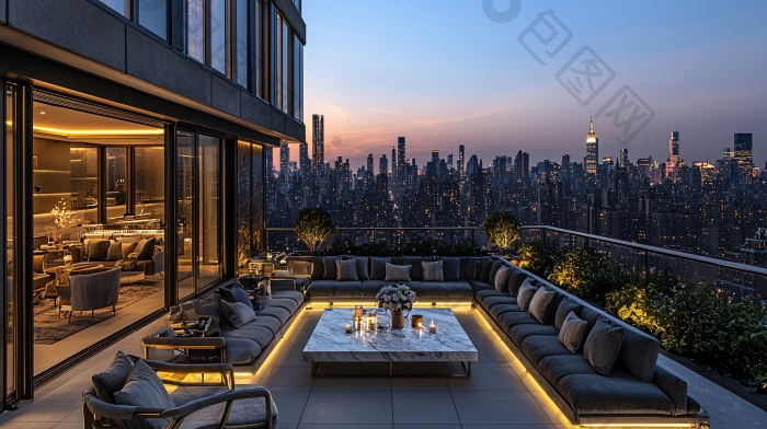 纽约曼哈顿夜景顶层公寓图片-包图网企业站