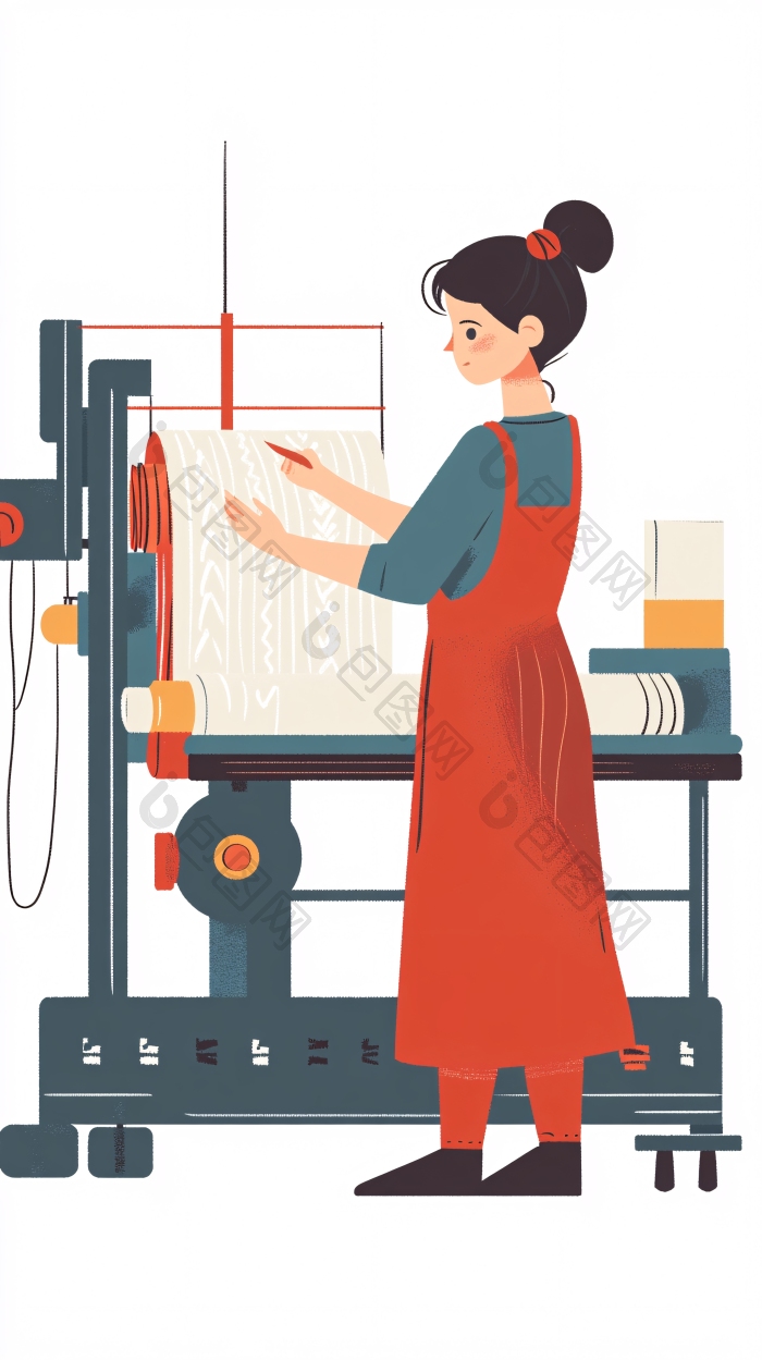 女孩操作织布机女工图片-包图网企业站
