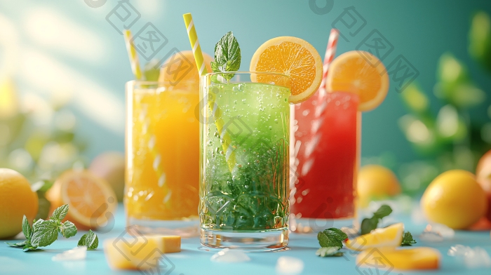 清爽夏日水果冰饮图片-包图网企业站