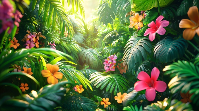 热带雨林鲜花盛开的场景图片-包图网企业站