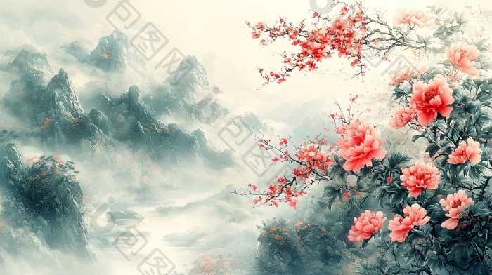 山水花卉水墨意境图片-包图网企业站