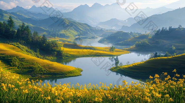 山水田园风光背景图图片-包图网企业站