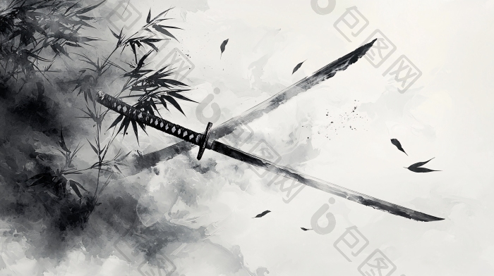 水墨画武士刀纹理图片-包图网企业站