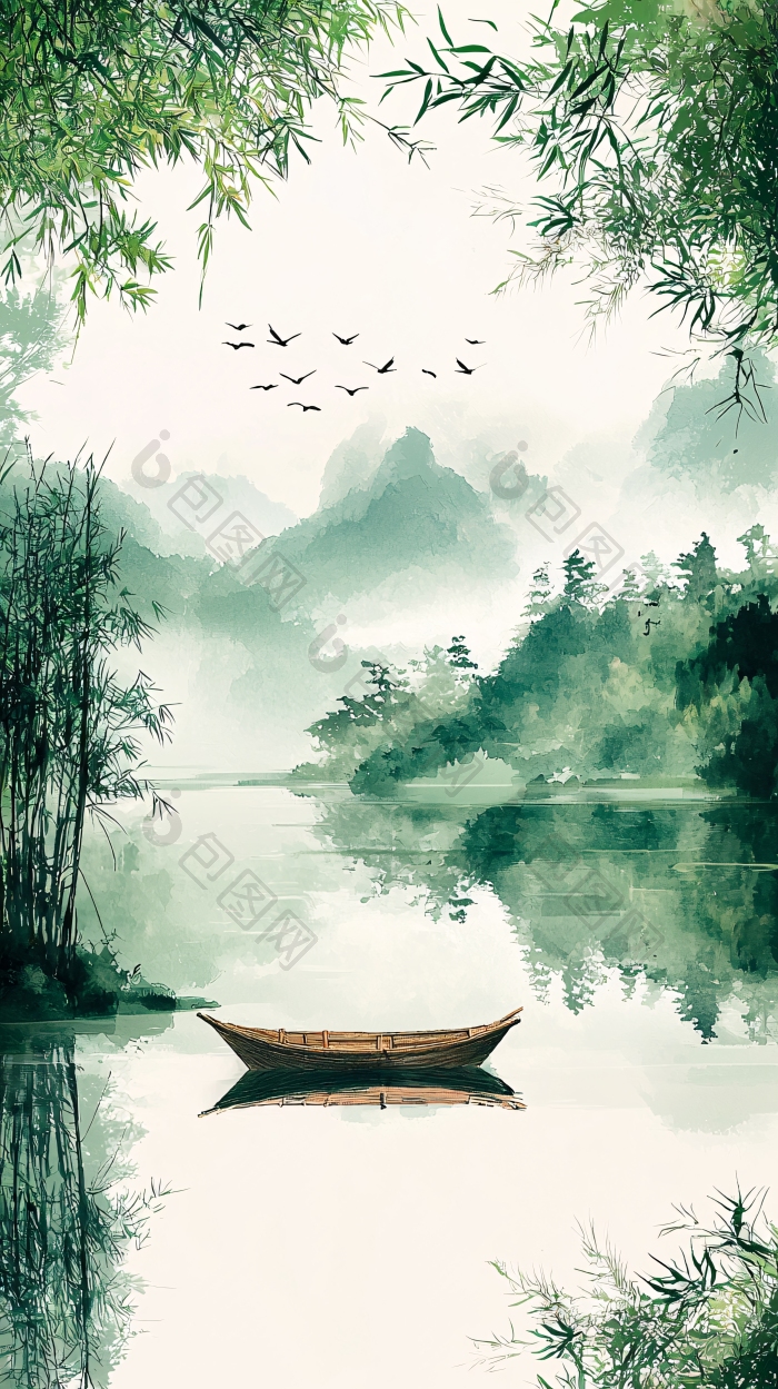 水墨山水画水墨画宁静致远图片图片-包图网企业站