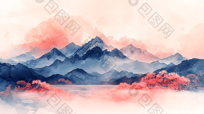 水墨山水画远山远山图片-包图网企业站