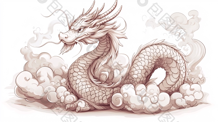 水墨写意中国龙龙鳞图片-包图网企业站