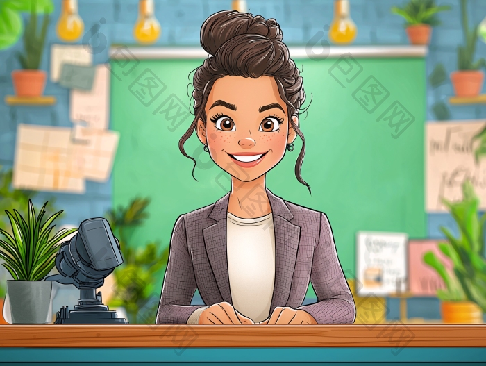 微笑的卡通女性店员图片-包图网企业站