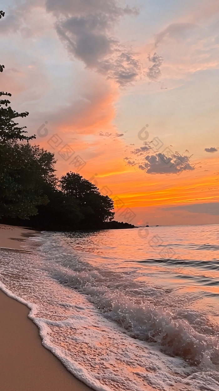 夕阳西下海滩景色素材图片-包图网企业站