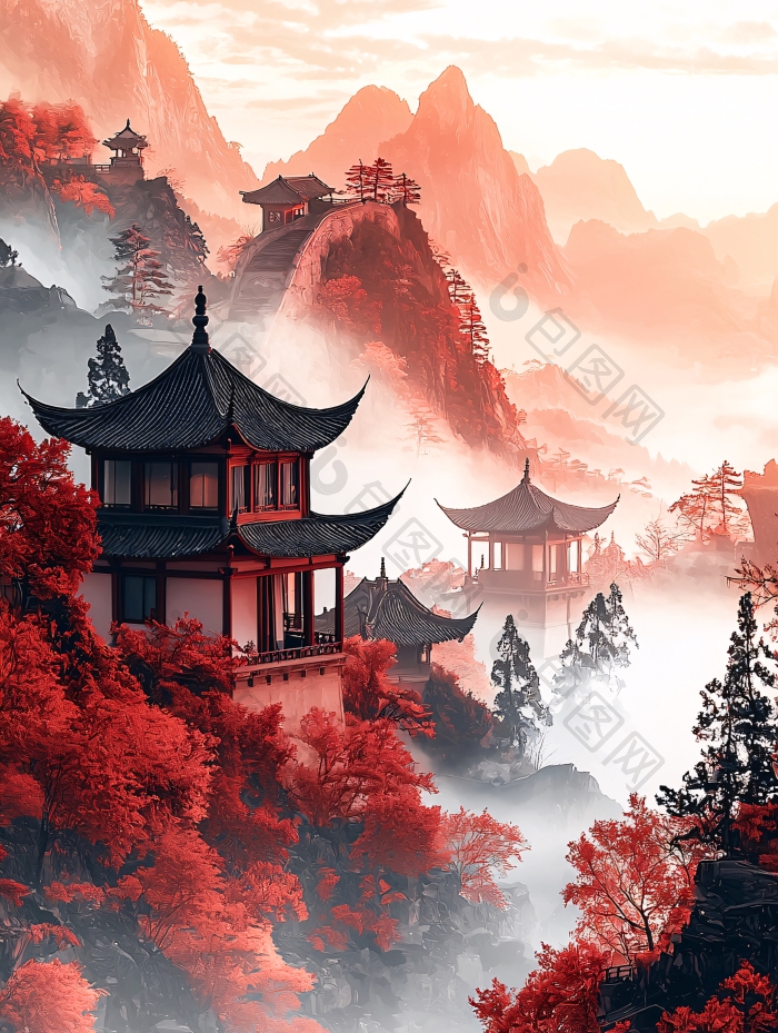 仙境山水画唯美图片图片-包图网企业站