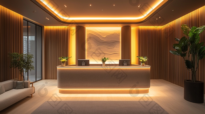 现代酒店大堂接待处设计图片-包图网企业站