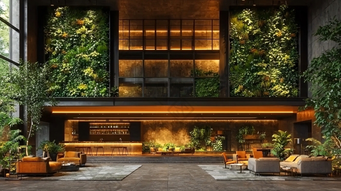 现代酒店大堂绿植墙图片图片-包图网企业站