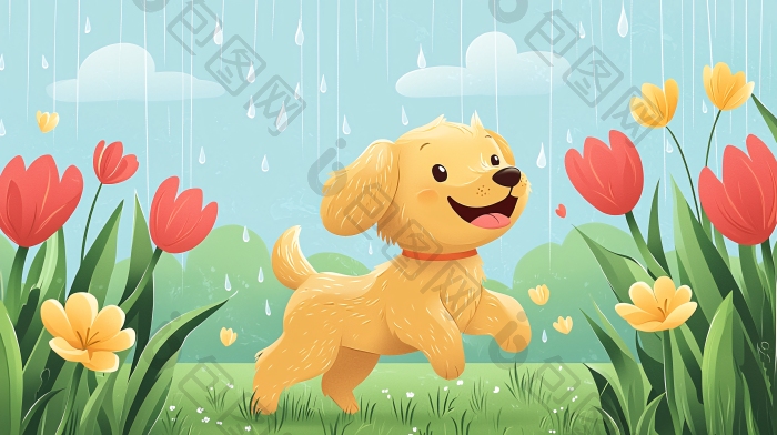 小狗雨中玩耍狗狗图片-包图网企业站