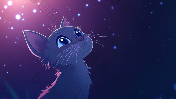 星空下的猫咪夜晚图片-包图网企业站