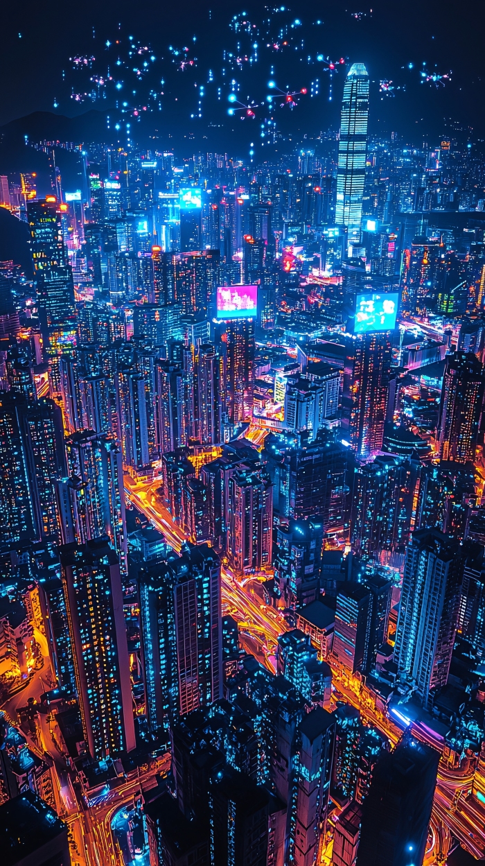 夜景城市俯瞰图繁华都市图片-包图网企业站