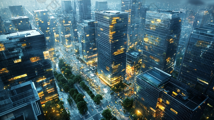 雨夜城市高楼俯瞰图图片-包图网企业站