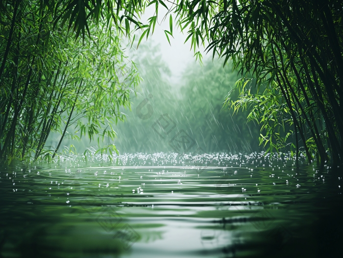 雨中竹林环保竹林小径图片-包图网企业站