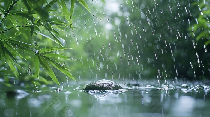 雨中竹林溪流小溪图片-包图网企业站