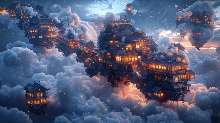 云端之城夜景空中城市图片-包图网企业站