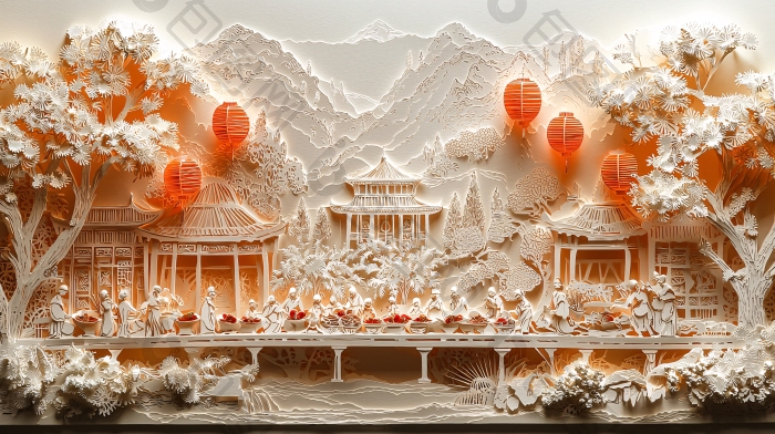 纸雕艺术立体剪纸画图片-包图网企业站