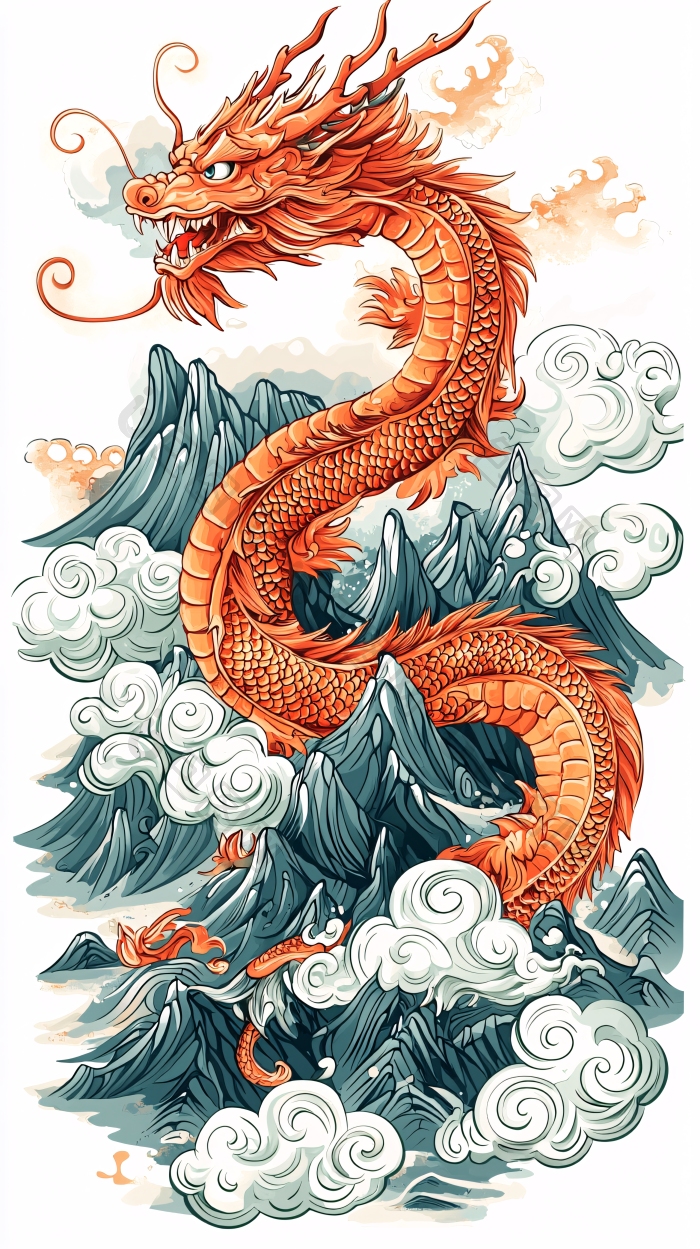 中国龙盘绕山峰盘旋图片-包图网企业站