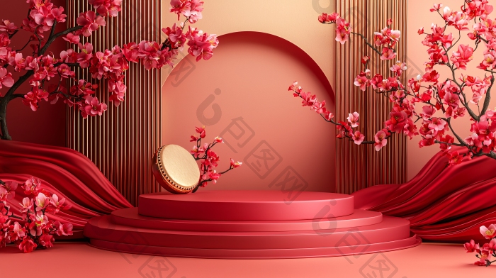 中式新年海报背景图片-包图网企业站