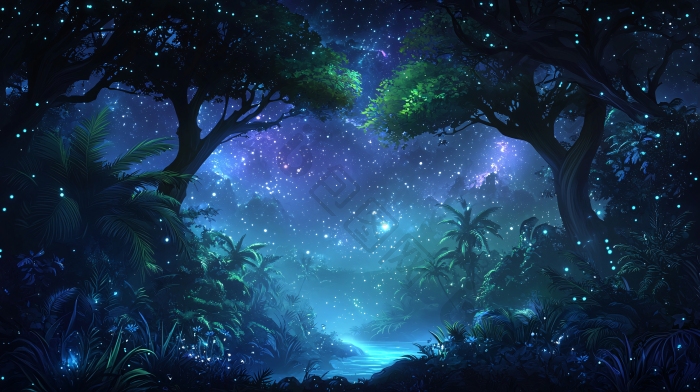 梦幻星空森林背景壁纸图片-包图网企业站