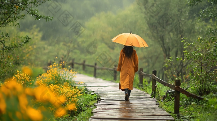 雨中撑伞的女子背影伞图片-包图网企业站