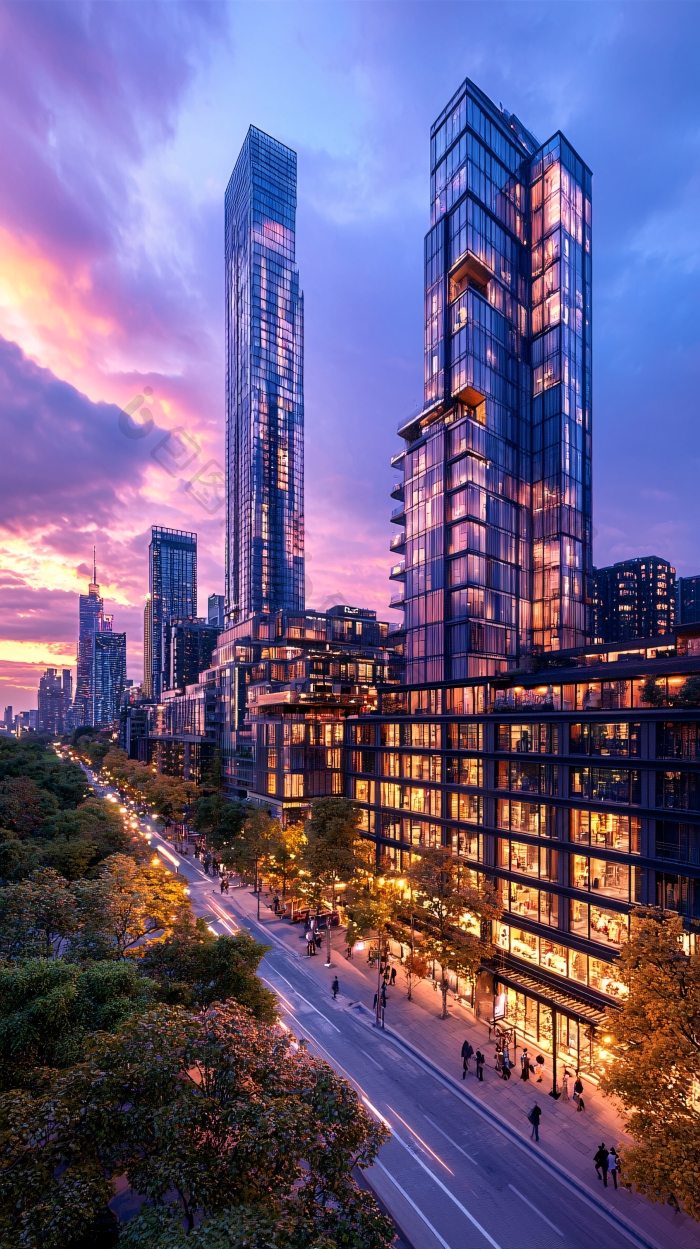现代都市夜景高楼建筑图片-包图网企业站