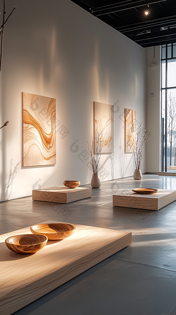 现代艺术展览室简约风格室内设计图片-包图网企业站