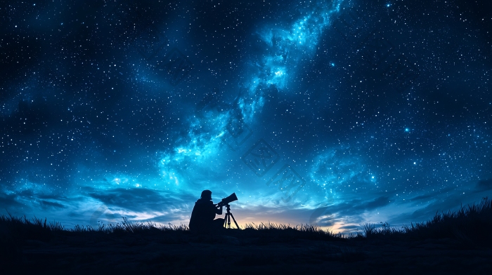 仰望星空的夜晚观测者图片-包图网企业站