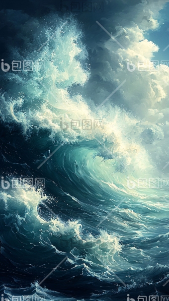 黑白巨浪动态自然图片-包图网企业站