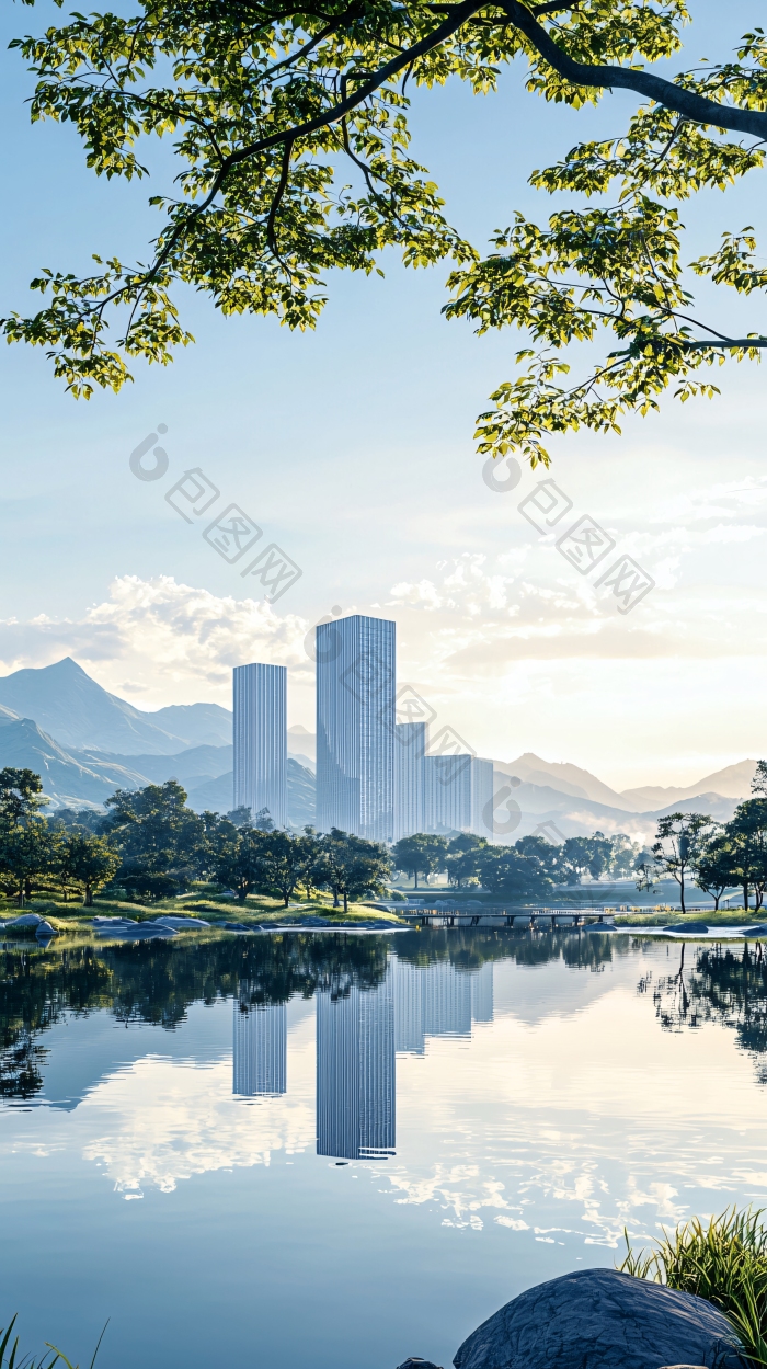 现代城市与自然景观结合图片-包图网企业站