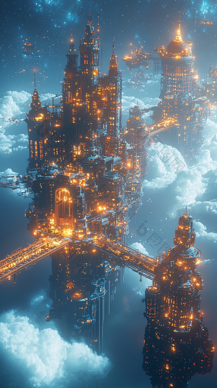 云端之城幻想未来建筑图片-包图网企业站
