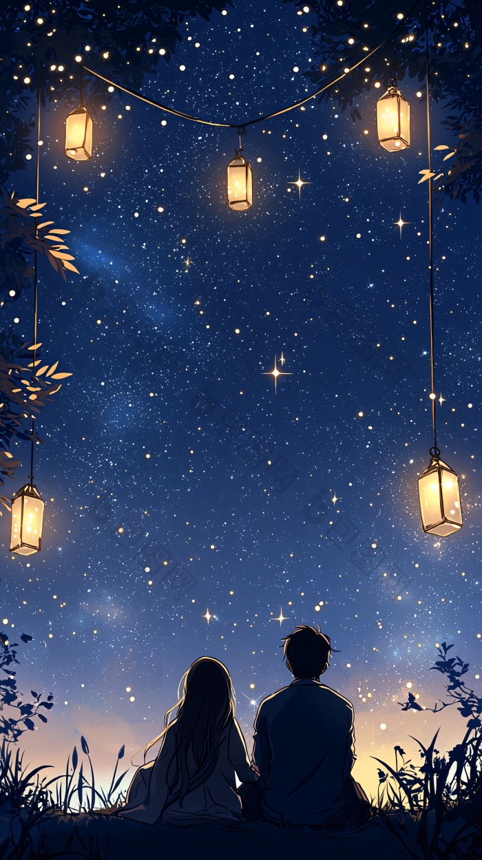 夜晚星空下的浪漫约会宁静图片-包图网企业站