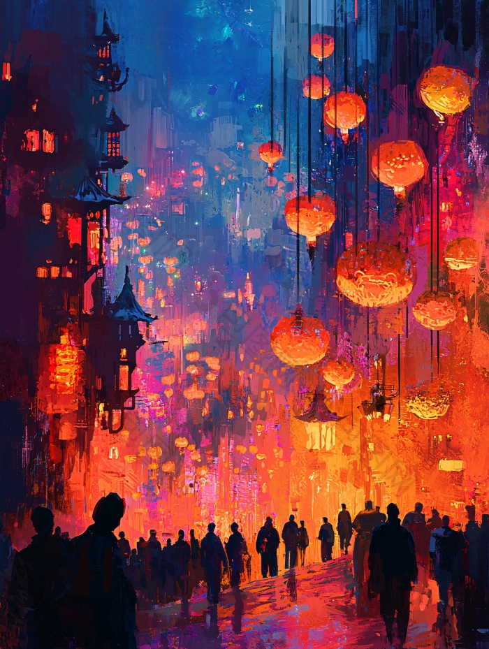 夜市灯笼璀璨灯火图片-包图网企业站