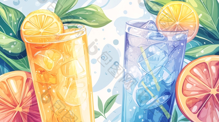 夏日清凉饮品插画素材清凉图片-包图网企业站