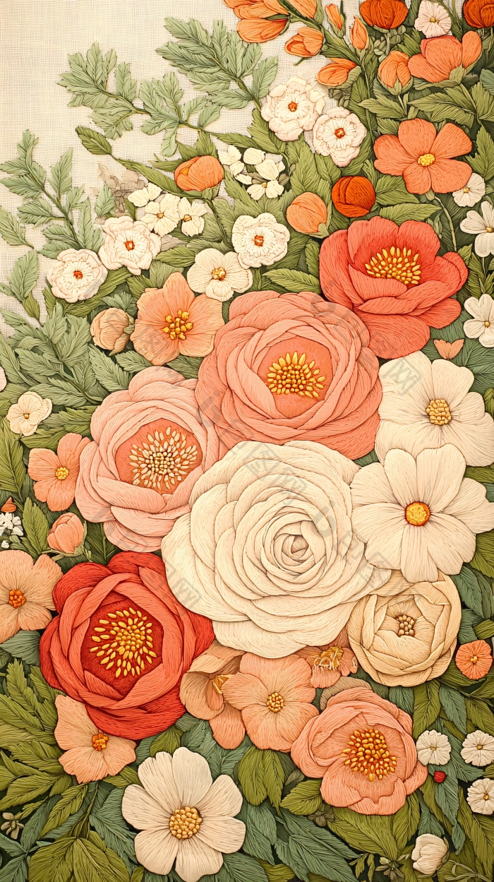 复古花卉插画背景图白色图片-包图网企业站